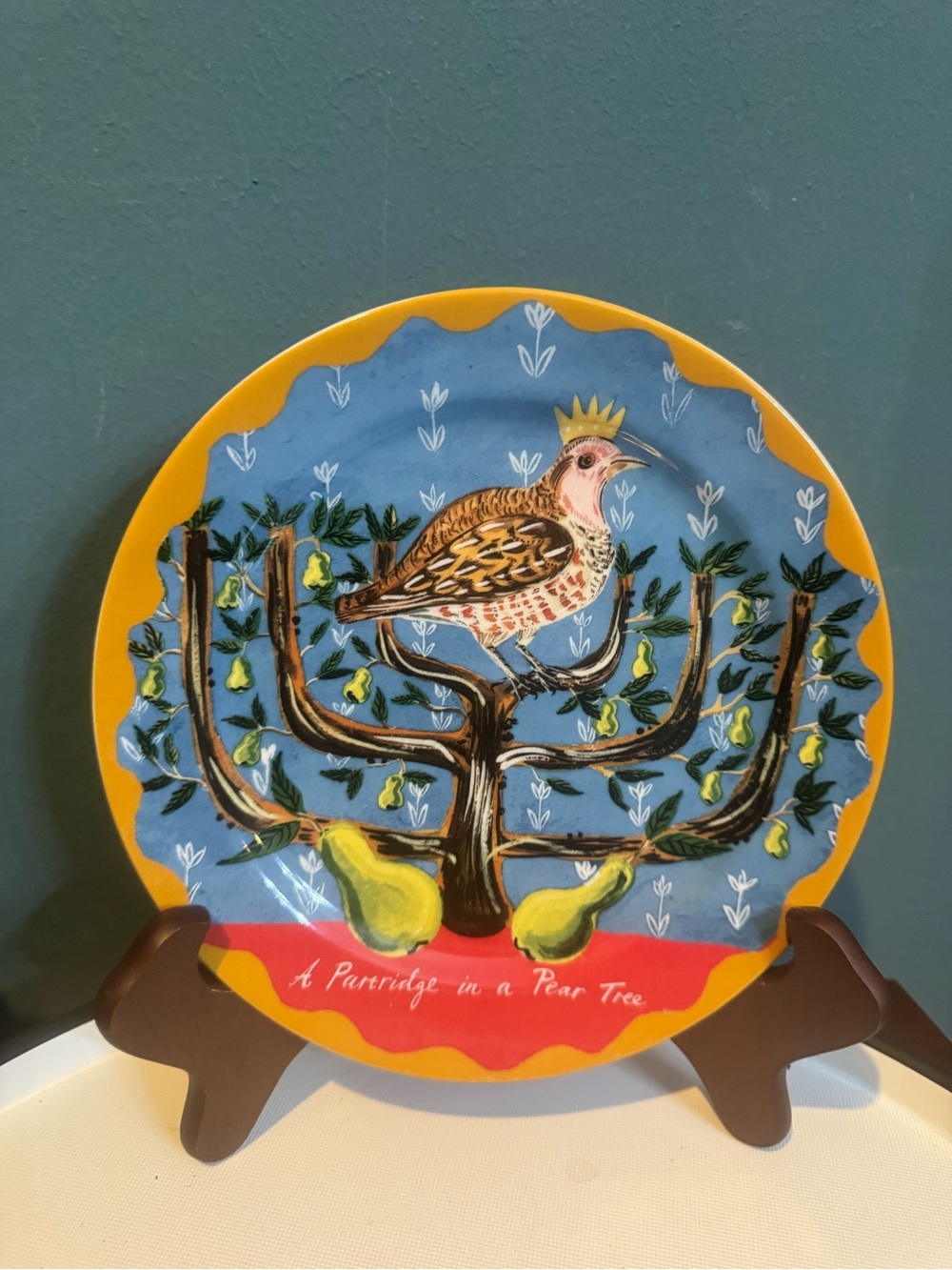 Anthropologie Emily Maude 12 Days of Christmas Partridge in a Pear Tree Plate